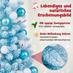 90 cm Mini künstlicher Weihnachtsbaum, Tannenbaum klein mit Schnee & Zementbasis, Chirstbaum mit 136 Spitzen, 12 Wattekugeln & 24 Weihnachtskugeln, Kunstbaum Dekobaum für Zuhause
