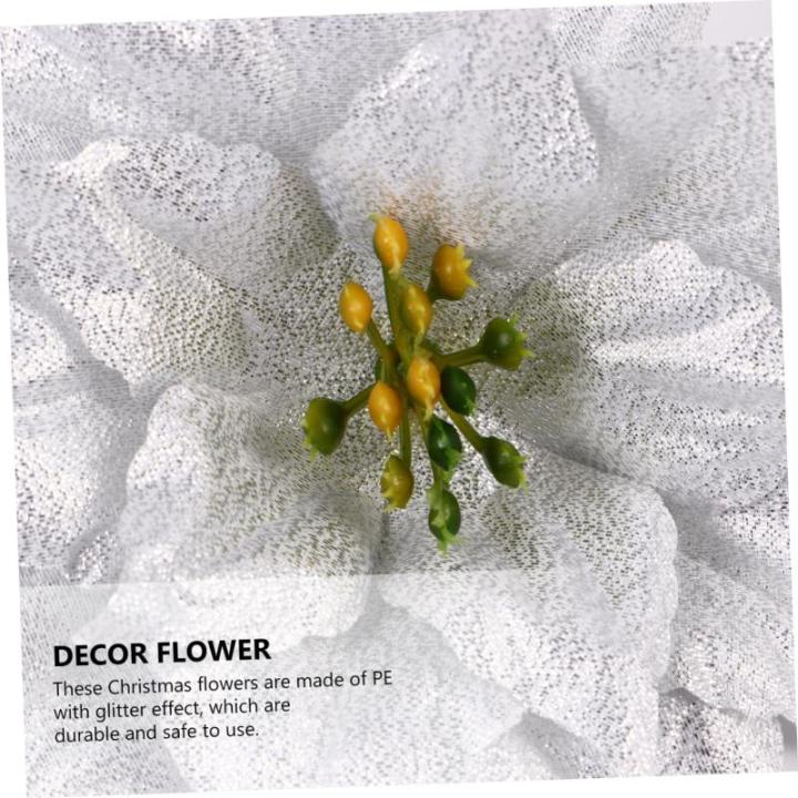 14 STK künstliche Blumen weihnachtsglitzerblumen dekorativ silberner Weihnachtsschmuck Rot Hochzeitsdekoration künstliche blüten Weihnachtsdekorationen dekorative Kunstblumen Sp