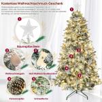 Kunstkerstboom met verlichting met sneeuw en STK, kerstballen, kerstdecoratieset, metalen standaard (180 cm, champagnegoud)