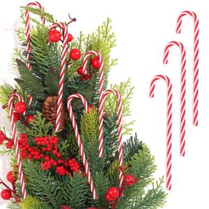32 Stks Kerst Snoep Riet Opknoping Ornamenten Plastic Twisted Crutch Ornamenten Kerstboomdecoratie voor Kerstfeest Benodigdheden Xmas Ambachten Indoor Outdoor Decor (geen gaten roo