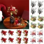 Künstliche Weihnachtsstiele,künstliche Kiefernspieße Zweige Weihnachten Blumenplektren und Sprays Urlaub Winter Blumenplektren für Girlande, Kranz, Weihnachtsdekoration (5pcs)