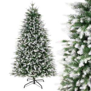 Kunstkerstboom van PE en pvc, 180 cm, met sneeuw, 1000 takuiteinden, eenvoudige montage, metalen gewrichten en inklapbare standaard, kerstboom voor kantoor, thuis, winkel, feest, v