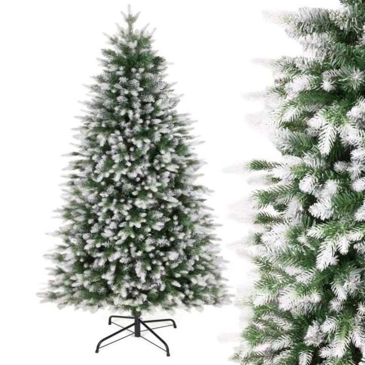 Kunstkerstboom van PE en pvc, 180 cm, met sneeuw, 1000 takuiteinden, eenvoudige montage, metalen gewrichten en inklapbare standaard, kerstboom voor kantoor, thuis, winkel, feest, v