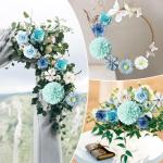 34 stuks om te knutselen, blauw, kleine bloemkoppen, 4 ~ 7 cm, mini , bloemhoofdjes, decoratie, zijden bloemen, , bloemendecoratie, rozen, hortensia's voor