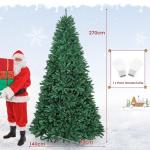 Kunstkerstboom, 180/225/275 cm, dennenboom met metalen standaard, kunstboom kerstklapsysteem, pvc-naalden, ideaal voor thuis, kantoor, winkels en hotels, groen (275 cm)