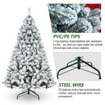 9FT beflockter künstlicher Weihnachtsbaum mit 1910 Zweigspitzen, einfache Montage, Stabiler Metallständer für Zuhause, Büro, Partydekoration, Keine Lichter (1200TF-MX)