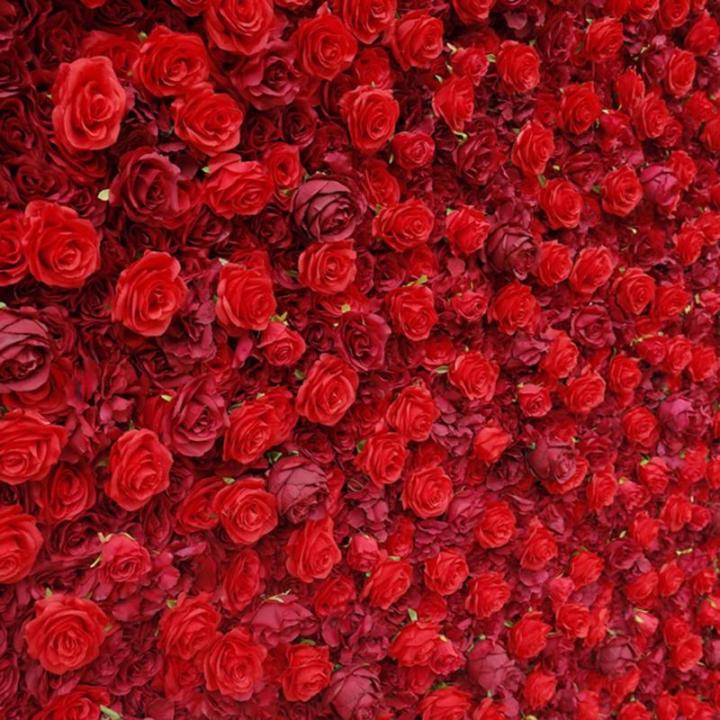 Kunstblumen-Rosenwand, Rote Hintergrundwand Mit Hoher Dichte, Seidenhortensien-Blumenpanel Für Fotohintergrund Home Party Hochzeitshintergrund(2 * 2m/6.5 * 6.5ft)