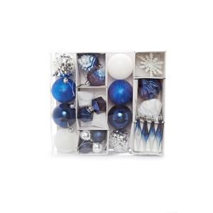 Set van 29 - kerstversiering blauw zilver wit om op te hangen - kunststof kerstboomversiering