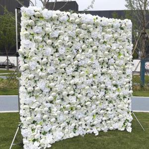 Weißer Rosen-Blumen-Wand-Hintergrund, Künstlicher Wand-Blumen-Hintergrund 3D-Seiden-Hortensie-Rosen-Blumen-Panel Für Foto-Hintergrund-Home-Party-Hochzeits-Hintergrund-Dekoration
