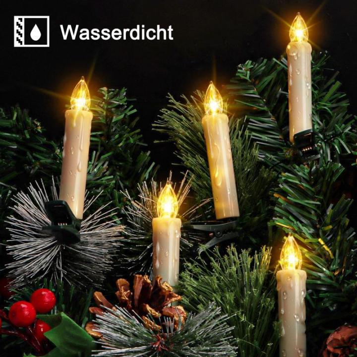 40 LED Kerstboom Kaarsen Draadloos met Afstandsbediening Timer Flikkeren Dimbaar Warmwit Kerstverlichting Kerstdecoratie, Kerstkaarsen Buiten Waterdicht（met 40 batterijen）