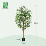 Ficus Benjamina , 120 cm, groot, met natuurhouten stam, kamerplant, kunstboom in pot, voor thuis, kantoor, balkon, decoratie (1 stuks)