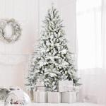 Künstlicher Weihnachtsbaum Christbaum mit Weiß Schnee Tannenbaum mit Beleuchtung, aus PVC+PE, 210cm Weihnachtsbäume mit 800 Spitzen und 280 LEDs Weihnachtsdeko