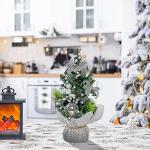 Weihnachtsbaum, winziger Weihnachtsbaum,8,27 Zoll Miniatur-Weihnachtsbaum mit roten Schleifenkugeln und Beeren - Künstliche Kiefernbaum-Schleifen, Baumspitze für drinnen und drau