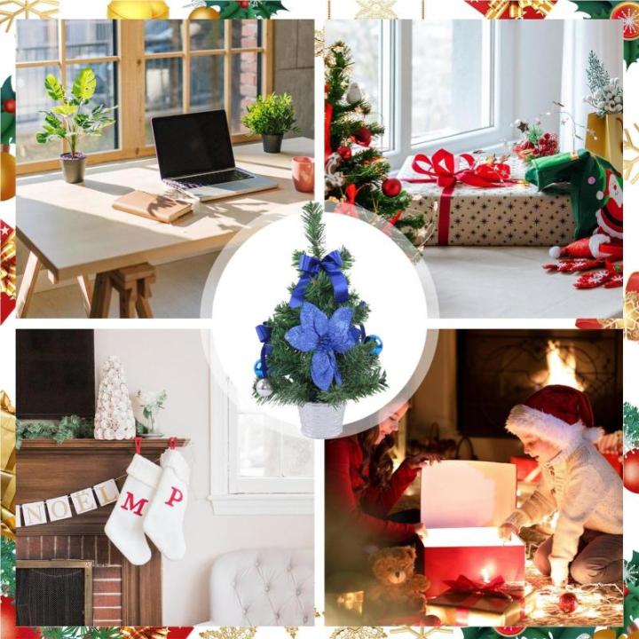 Weihnachtsbaum,Tisch-Weihnachtsbaum - Kleine Tannenbaumdekorationen,Weihnachtskiefernbaum mit gewebter Basis für Fenster, Wand, Baum,
