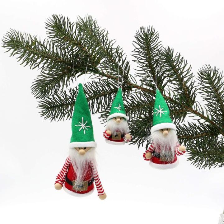 Vilt- / textiel kerstkabouter/kerstmanhulp als boomhanger/hanger in 3-delige set, afmetingen tussen 5 en 12 cm.