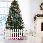Witte kunststof omheining, 24 stuks, kerstboomomheining, grens van kunststof, kerstboomomheining voor kinderen, wit, kunststof, lattenhek, decoratie, voor Kerstmis, bruiloft, feest
