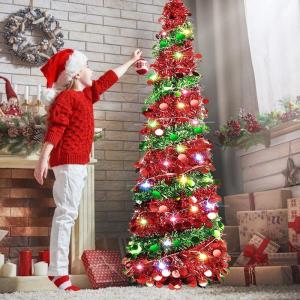 Pop Up Spiral Weihnachtsbaum, 150 cm Künstlicher Weihnachtsbaum Zusammenklappbar mit 5 m 50 LED und Stern Spitze, Weihnachtsbaum Künstlich für Hause, Wohnung, Party (A)
