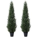 , grote cederboom, 155 cm, als echt in pot, kunststof, buitendecoratie, verpakking van 2 stuks