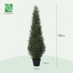 Kunstplant cipres, 120 cm, , ceder in plastic pot, uv-beschermde kunstconiferen met lichtketting op zonne-energie, voor buiten, tuin, hal, balkon (1 stuks)