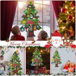 Vilten kerstboom, 10 m, doe-het-zelf vilten kerstboomset voor kinderen, kerstdecoratie, hangende decoratie met afneembare hangende ornamenten, vilten kerstboom voor thuis/deur/muur
