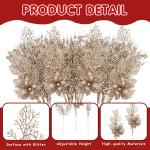 28 stuks kerst glitter bloemen bessen stelen kunstmatige kersttakken, kerstboomversiering, kunsttakken, kerstboom, plukken voor doe-het-zelf vakantie, handwerk, krans, woondecorati