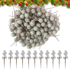 200 Stück Weihnachten Künstliche Holly Beeren Mini Weihnachten Gefrostete Beere Künstliche Früchte für Weihnachtsbaumschmuck Basteln Geschenken Weihnachtskranz Dekoration Heim