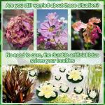 Kunstwaterlelie, 5 stuks, 10 cm en 18 cm, drijvende bloemen, waterlelie, wit, waterlelie, kunstbloemen, lotusbloem, kunstlotus, kunstdecoratie voor tuinvijver, decoratie