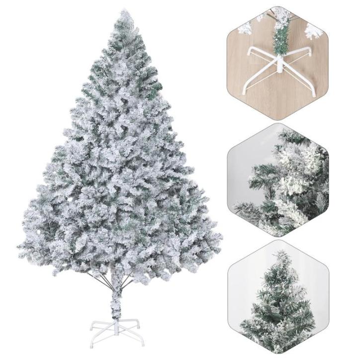 Kerstboom met sneeuw gevlokte kunstsneeuw-kerstfeestdagen, potloodboom, winterfeestdecoratie, 800 realistische takken, versterkt, 210 cm