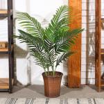 Künstliche Areca Palme 110 cm Fake Palm Tree 10 Stämme Faux Tree für Indoor Outdoor Modern Decor Feaux Dypsis Lutescens Pflanzen im Topf für Home Office (1 Stück)