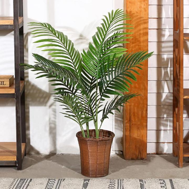 Künstliche Areca Palme 110 cm Fake Palm Tree 10 Stämme Faux Tree für Indoor Outdoor Modern Decor Feaux Dypsis Lutescens Pflanzen im Topf für Home Office (1 Stück)