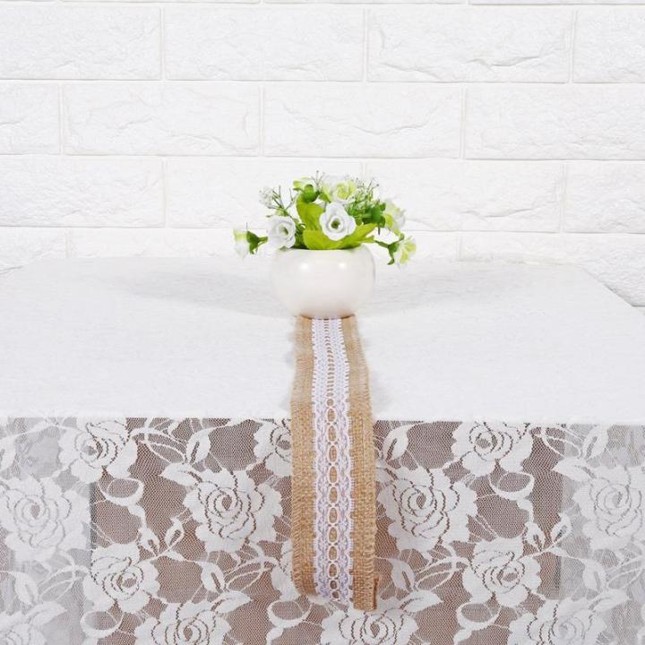 Juteband mit weißer Spitze, rustikaler Stil, Hochzeit, Party, Basteln, Dekoration, 6 Arten (4)