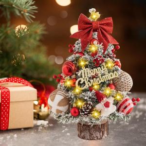 Mini Weihnachtsbaum Kleiner Weihnachtsbaum Mit Beleuchtung LED, Weihnachten Deko Kunst Weihnachtsbaum Mit 30 LED In Warmweiß, Ca. 25 cm Hoch, Schwer Entflammbar Tisch Christbaum K