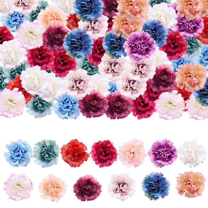 Kunstbloemen, bloemkoppen, kunstbloemen, zijden bloemen, kunstmatige anjer, strooibloemen (meerkleurig)