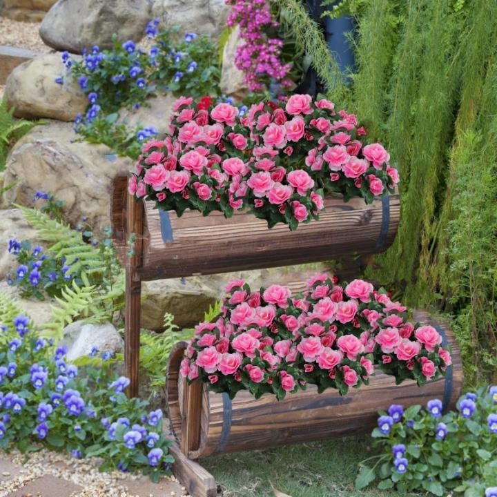 Künstlicher Blumenstrauss Azalee 33 cm Pink Kunstpflanzen Kunstblumen Künstliche Blumen Pflanzen Kunstblumenstrauß für Zuhause Tisch Büro 0516