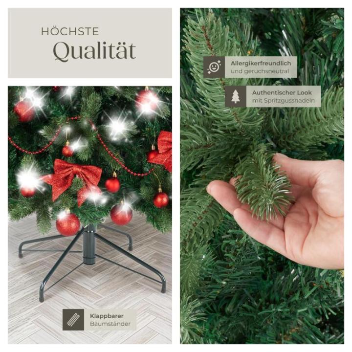 Kunstkerstboom, natuurgetrouwe spuitgiet- en pvc-naalden, flexibele kunstdennentakken, kunstkerstboom met metalen standaard, kerstdecoratie, 230 cm