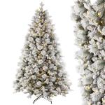 Künstlicher Weihnachtsbaum Tannenbaum mit Beleuchtung, LED Christbaum, Schnee PE+PVC mit 1100 Spitzen und 360 Warm LED, 210 cm mit Metallstand 8 Lichtmodi Weihnachtsdekoration Ges