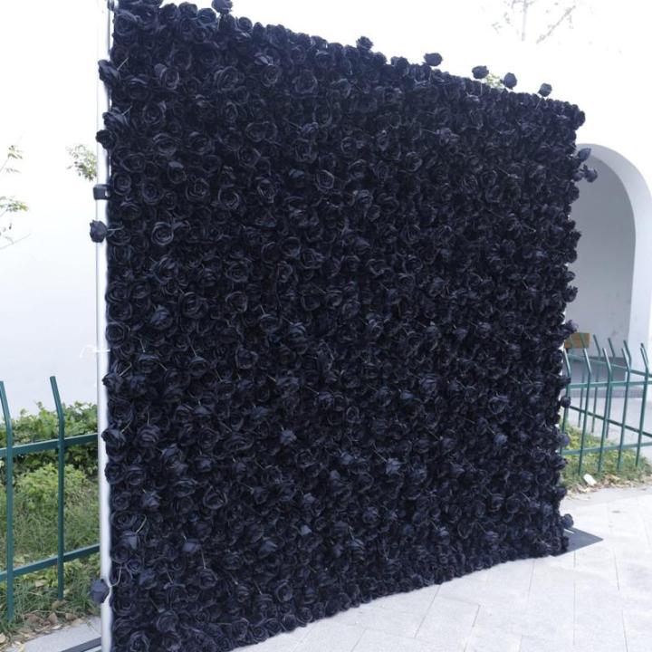 Schwarze Simulations-Rosenwand-Hintergrundwand, Hochdichte 5D-Stoffbasis-Simulations-Blumenwand, Outdoor-Event-Dekoration Für Fotohintergrund Home-Party-Hochzeits-Hintergrund(3.28
