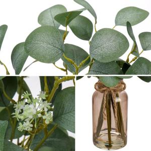 Kunstmatige eucalyptus takken met glazen vaas, eucalyptus kunststof plant, eucalyptus, realistische eucalyptus, decoratie, zilveren dollar voor bruiloft, tafeldecoratie, kantoor, w