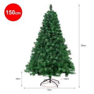 Kunstkerstboom, 150 cm, kunstkerstboom met 520 takken, met metalen standaard, veilig en stabiel, voor kerstboomversiering