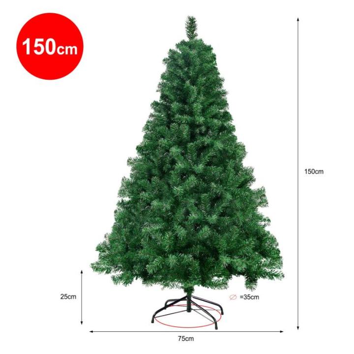 Kunstkerstboom, 150 cm, kunstkerstboom met 520 takken, met metalen standaard, veilig en stabiel, voor kerstboomversiering