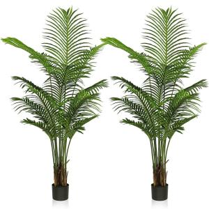 , grote kunstplant, 170 cm, kunstpalm, echt uitziende kunstboom, grote areca palm voor balkon, slaapkamer, kantoor, tuin, bruiloft, feest, decoratie (2 stuks)