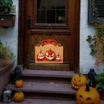 Kürbisschild Outdoor-Wandkunst | Kürbisschild Rustikale Wohndekoration | Rustikale Heimdekoration mit Seil, bedruckte Halloween-Veranda-Dekorationen (Wsgp 01a Kürbis)