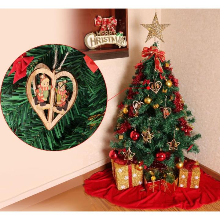 6 kerstboom decoraties houten, 3D kerstdecoratie kerstboom, kerstboomdecoratie met hangtafels van hout,kerstboom decoratie voor het decoreren van kerstboom,DIY Xmas Party Supplies
