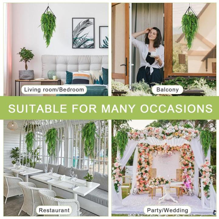 2 stuks kunstmatige hangplanten nep hangende planten, kunstplant groene varen wijnstok plastic wijnstokken nep groen varen perzisch rotan en gras voor slaapkamer accessoires feest 