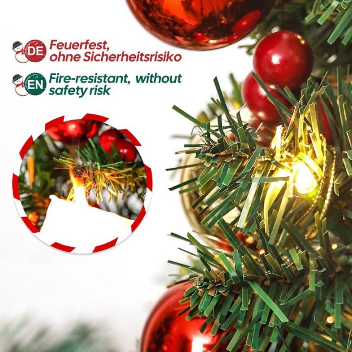 Mini Kerstboom met 50 Warmwitte leds 8 Lichtmodi, Dennenboom met Stervormige Pieken en Decoratieve Batterij, voor Kerstmis, Advent (70 cm met Afstandsbediening)
