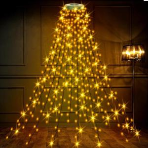 Lichtsnoer voor kerstboom, 16 strengen, 2 m, 400 leds, kerstboomverlichting met ring, lichtketting, IP44 waterdicht, timer, 8 modi, kerstboomverlichting voor kerstdecoratie buiten 