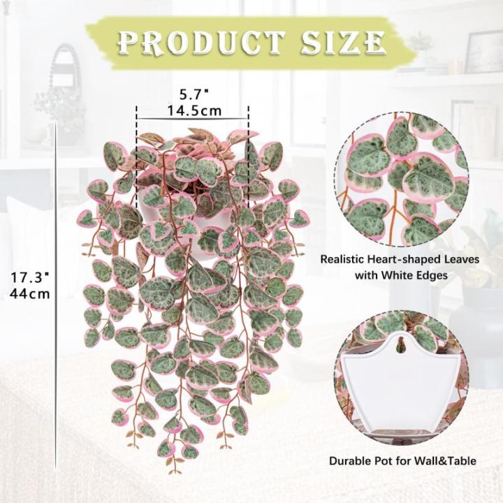 als echt, hangende , 43 cm, decoratieve planten in pot, hangende eucalyptus, plastic planten met hartblad voor slaapkamer, woonkamer, kantoor, deco #2