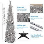 Kunstkerstboom 150 cm (5ft) inklapbare klaterboom met kleurrijke pailletten voor huis, kantoor, kerstboomdecoratie