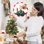 Mini Kerstboom met 50 Warmwitte leds 8 Lichtmodi, Dennenboom met Stervormige Pieken en Decoratieve Batterij, voor Kerstmis, Advent (70 cm met Afstandsbediening)