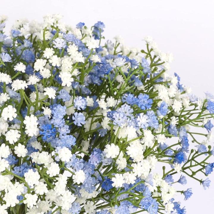 Gypsophila , 10 stuks, Gypsophila , Gypsophila, namaakbloemen, boeketten voor bruiloft, bruid, feest, woondecoratie (blauw en wit)